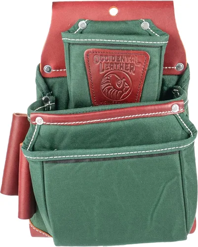 Occidental Leather OxyLights 3 Pouch Pro Fastener Bag - Verde, mano izquierda - 9 bolsillos y portaherramientas - Fabricado en Estados Unidos