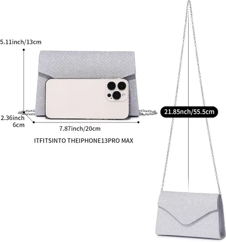 Miniatura 3 de Labair Bolso de noche para mujer, con purpurina brillante, bolso de mano para fiesta de boda, bolso cruzado de hombro