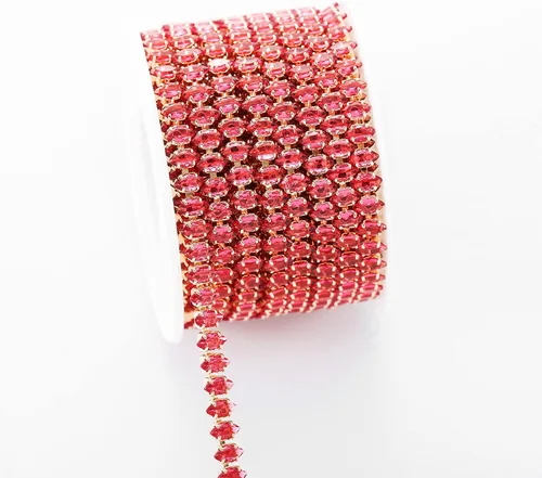 Miniatura 43 de 1 yarda de cadena estrecha de diamantes de imitación de zircón de cristal, adorno rectangular de cuentas para costura, manualidades, decoración