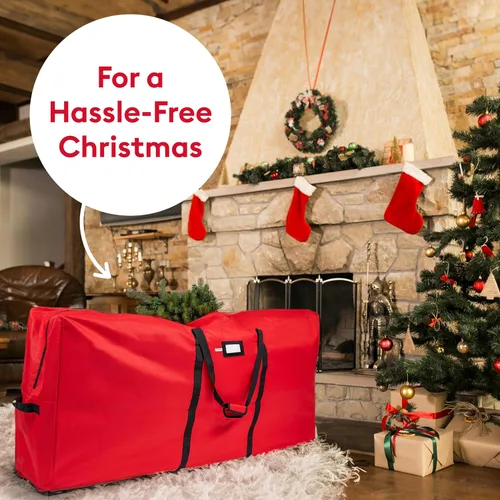 Miniatura 7 de (No fabricada en China) Bolsa de almacenamiento resistente para árbol de Navidad de 9 pies, se adapta a árboles artificiales de hasta 9 pies, asas