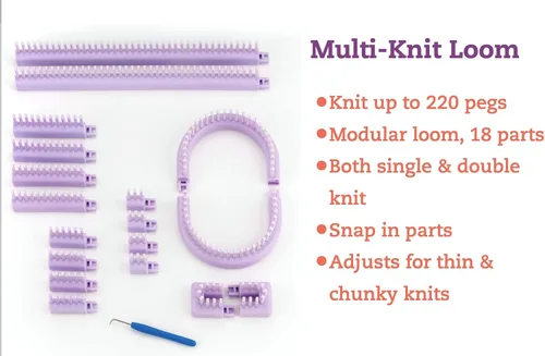 Miniatura 6 de Authentic Knitting Board Telar multi-tejido ajustable, piezas de enganche, calibre pequeño y grande