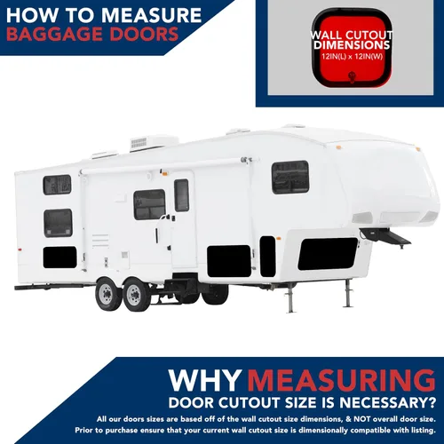 Miniatura 6 de Puerta de equipaje RV de 12 pulgadas de ancho x 12 pulgadas de alto con esquinas redondeadas y cerradura para vehículos recreativos, puertas