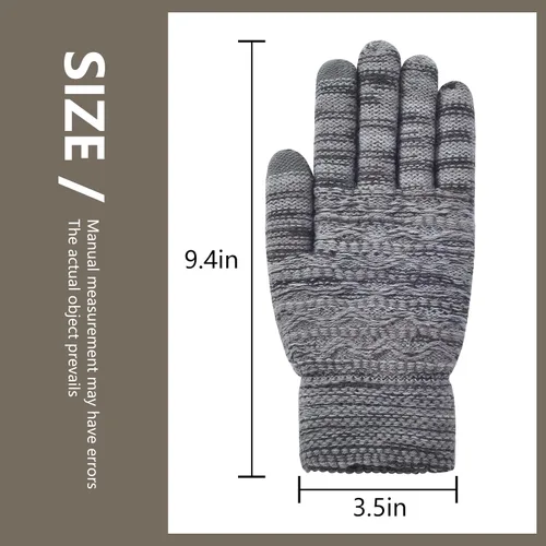 Miniatura 12 de Guantes de invierno cálidos para pantalla táctil para mujer, guantes térmicos de punto de lana con forro polar para clima frío