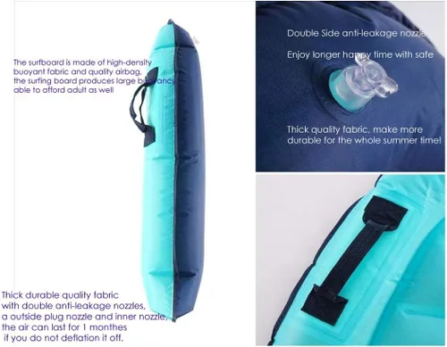 Miniatura 3 de Tablas de Boogie Inflables para Juguetes de Viaje en la Playa, 30" Tabla de Surf Corporal con Deslizamiento de Lona para Parque Acuático con Asas