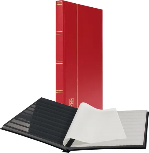 Miniatura 10 de LIGHTHOUSE - Libro de libros de tapa dura "BASIC" para sellos, 64 páginas de cartulina negra A4 con tiras transparentes y bisagras de lino dobles