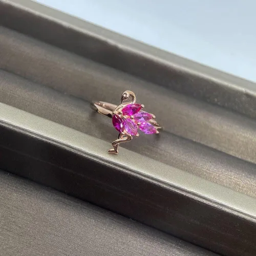 Miniatura 5 de Anillo de flamenco para mujeres, adolescentes y niñas, plata de ley 925, lindo animal, oro rosa, circonita cúbica, pájaro, flamencos, boda