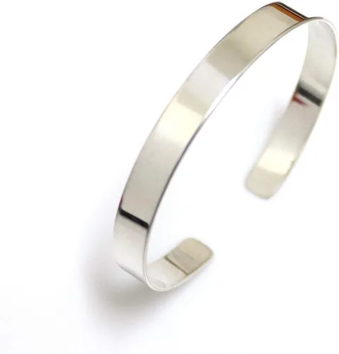 Pulsera de plata pura 925 de plata esterlina maciza para hombre, brazalete contemporáneo de 0.315 in de ancho grabado para hombre, regalo de