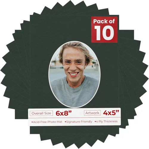 Miniatura 8 de Alfombrilla de 6 x 8 pulgadas, corte biselado para fotos de 4 x 5 pulgadas, diseño ovalado de color gris medio, sin ácidos, mate para proteger tus