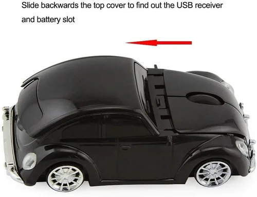 Miniatura 4 de VW Beetle - Ratón inalámbrico con forma de coche deportivo, ratón, computadora, portátil, PC, ratón óptico de 2,4 GHz, Nano USB, AAA, batería
