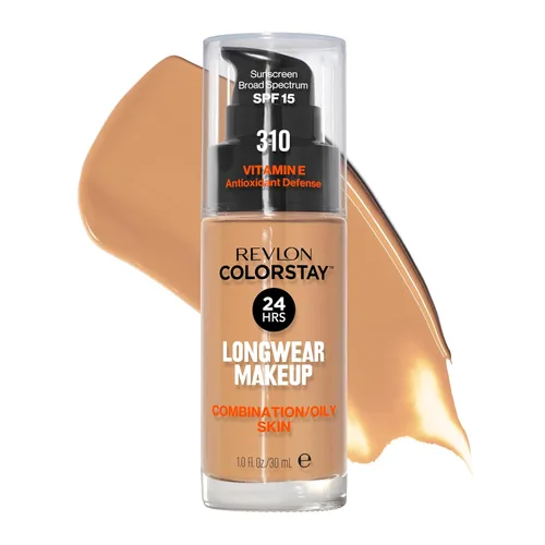 Miniatura 30 de Base líquida de Revlon ColorStay Maquillaje facial para piel mixta y grasa, SPF 15, cobertura media-completa con acabado mate, beige solar (392), 1