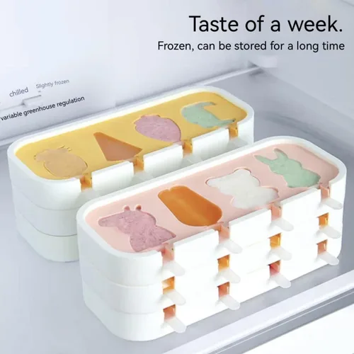 Miniatura 7 de Juego de 4 moldes para hacer paletas de helados, moldes para hacer helados, accesorios de cocina, fácil liberación, leche materna, reutilizable, sin