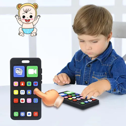 Miniatura 5 de Juguetes de dentición de silicona para bebés, juguetes de dentición con forma de teléfono para niños pequeños de 3 a 18 meses, juguete de dentición