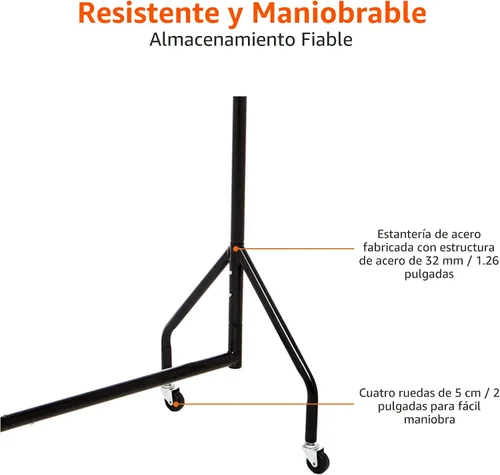 Miniatura 4 de Amazon Basics Perchero enrollable resistente, para ropa colgante, organizador y almacenamiento, 1,21 x 1,52 m - Negro