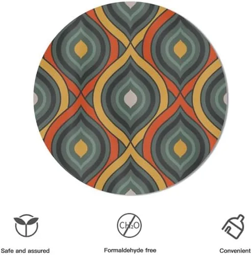 Miniatura 3 de Mantel redondo moderno de moda, lavable, resistente a las arrugas, para el hogar, cocina, comedor, picnic, campamento, fiesta, vacaciones, 60 Color-2