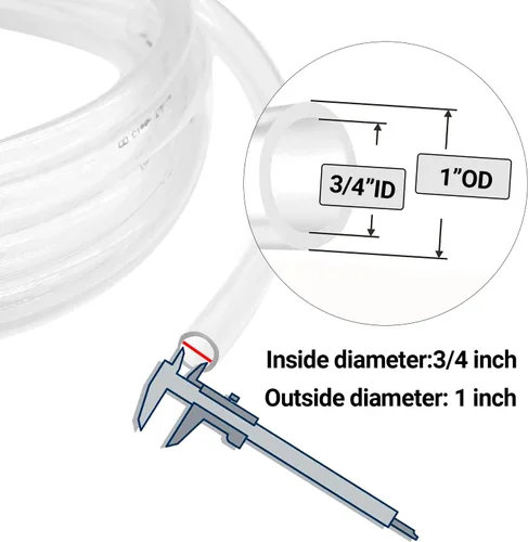 Miniatura 2 de Tubo de vinilo transparente de 3/4" ID × 1" DI × 25 pies 30PSI, tubo de plástico flexible, tubo de plástico ligero, manguera de vinilo híbrido