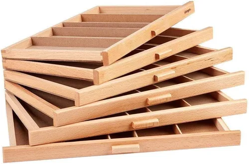 Miniatura 5 de KINGART Caja de almacenamiento de madera con 6 cajones para artistas, 15-3/4 pulgadas de ancho x 10 pulgadas de profundidad x 6-1/2 pulgadas