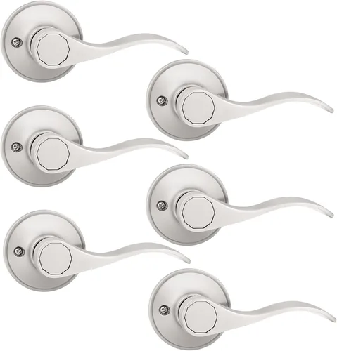 Probrico 12061SN - Manija de puerta, juego de cerradura para puerta con llave de seguridad, para entrada, acabado niquelado satinado disponible -