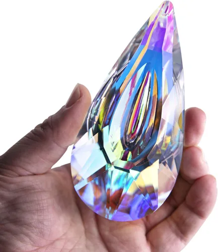 Atrapasoles de Prisma de Cristal de 120mm/4.7 pulgadas para Colgar en Ventana, Cristales de Colores AB Facetados Creador de Arcoíris, Adorno