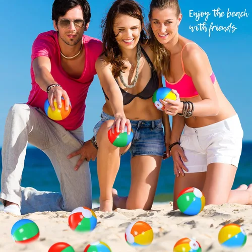 Miniatura 5 de Honoson Paquete de 50 mini bolas de playa para niños de 5 pulgadas, pequeñas bolas de playa inflables a granel para la piscina, regalos de fiesta