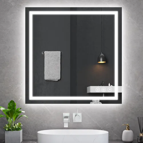 Miniatura 11 de Koonmi - Espejo de baño LED de 20 x 28 pulgadas, retroiluminación + iluminación frontal, espejo de baño LED con luces para pared, 3