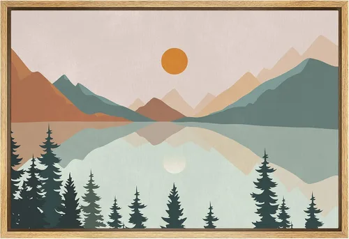 Miniatura 37 de SIGNFORD Lienzo Enmarcado Impresión Arte de Pared Océano Pastel Luz del Sol Puesta de Sol Horizonte Naturaleza Vida Silvestre Ilustraciones Arte