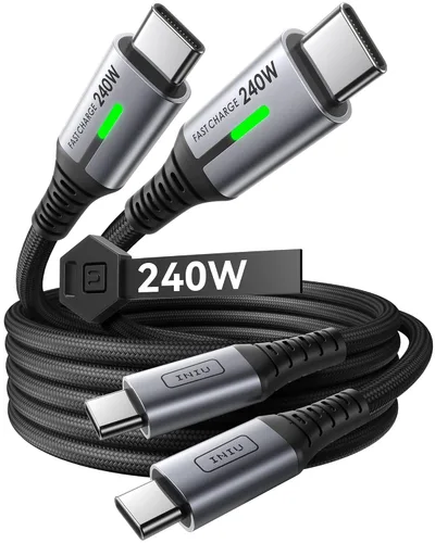 Miniatura 10 de INIU Cable USB C a USB C, cable de carga rápida tipo C de 240 W, cable de carga trenzado USBC para iPhone 17, 16 Pro Max, Samsung S26 S25, Negro