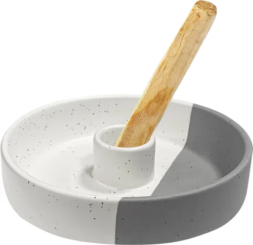 Miniatura 9 de Gute Soporte de cerámica de Palo Santo, hecho a mano, colector de cenizas moteadas blancas, quemador de incienso para palitos de palo santo, salvia