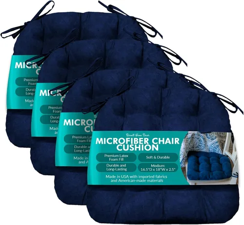 Miniatura 45 de Barnett Almohadilla para silla de comedor con lazos. Gamuza microfibra, microgamuza, reversible, relleno de espuma de látex, se puede lavar a Negro