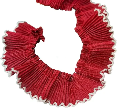 Miniatura 26 de Cinta de gasa plisada de 1 yarda x 1.2 in, ribete de volantes para bricolaje, apliques de costura, borde rosa + negro
