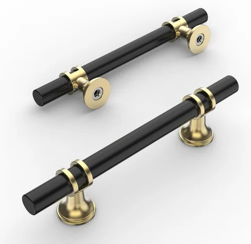 Miniatura 28 de Amerdeco ZH0050 - Paquete de 10 pomos de bronce champán para gabinetes, barra en T de 2 pulgadas, manijas de gabinete de cocina, manijas