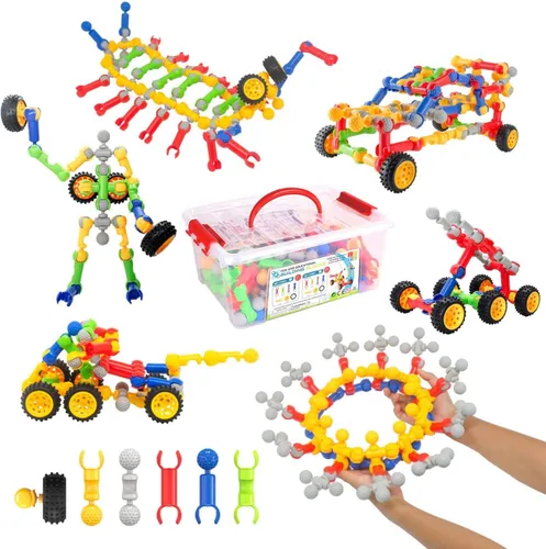 Miniatura 5 de SHUNLAM Juguetes de construcción para niños, 110 juguetes STEM para niños y niñas, juego entrelazado para mayores de 3 años, kit creativo para niños