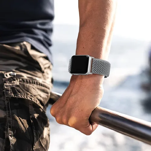 Miniatura 6 de Bandas elásticas de nailon y correas de silicona de encaje compatibles con Fitbit Versa 3/Versa 4/Sense/Sense 2, correas de repuesto ajustables