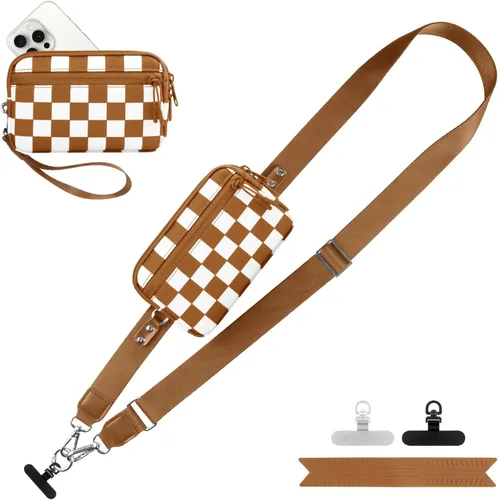 Miniatura 17 de YFWE Correa de clip and go para teléfono con cartera cruzada, cordón ajustable para teléfono con cartera RFID desmontable, correa universal