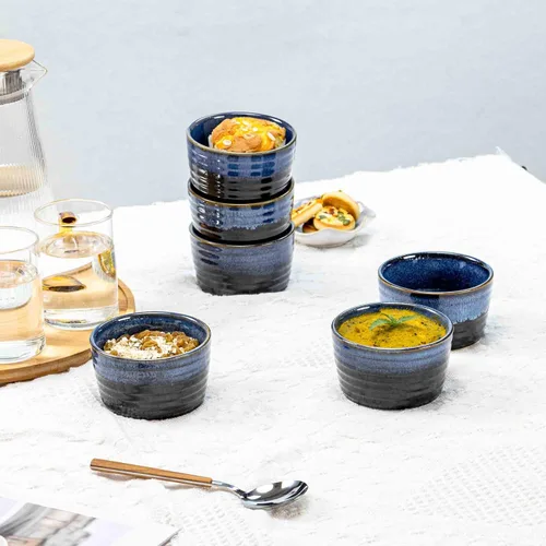 Miniatura 6 de Henten Home Juego de 6 moldes de cerámica de 8 onzas, moldes de porcelana para soufflé y crema Brulee, cuencos pequeños aptos para horno, esmalte