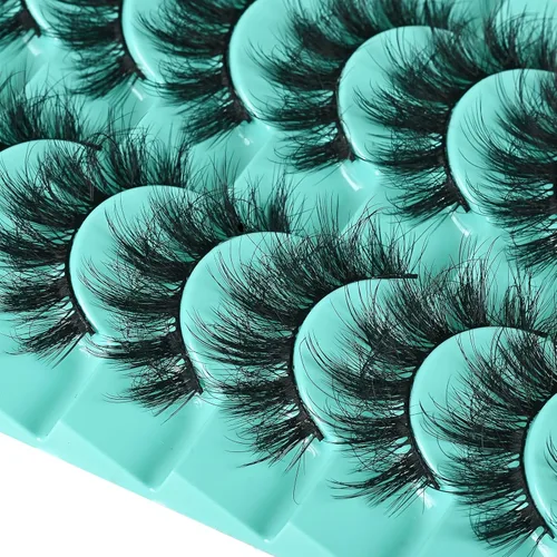 Miniatura 5 de APCYUST Pestañas postizas Wispy de visón natural, pestañas esponjosas, tiras de pestañas de muñeca, pestañas de visón sintético de aspecto natural