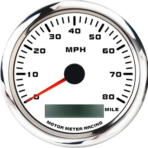 Miniatura 12 de MOTOR METER RACING Serie Pro W 85mm 3-3/8" Velocímetro GPS digital Odómetro 193 km/h Esfera negra LED blanco Impermeable para coche, camión, barco