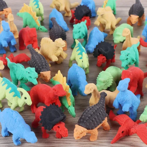 Cllayees 72 borradores de animales para niños, rompecabezas 3D de dinosaurios a granel, mini juguetes de dinosaurio, mascotas de escritorio para