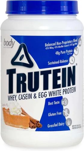 Miniatura 29 de Body Nutrition Trutein Polvo de Proteína Alto: 45% Suero, 45% Caseína, 10% Clara de Huevo, Sin Gluten, Bajo en Sodio, Polvo de Proteína de Suero
