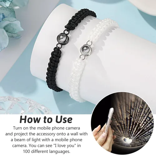 Miniatura 4 de UNGENT THEM Pulseras con texto en 100 idiomas, regalos para parejas para novio, novia, mi amor, alma gemela, aniversario, día de San Valentín