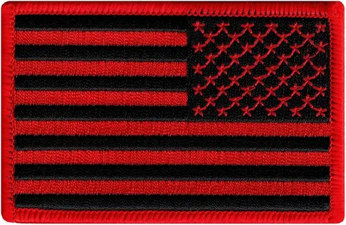 Miniatura 15 de Parche bordado con bandera americana con borde dorado USA Estados Unidos de América emblema de uniforme militar, dorado (GOLD BORDER)