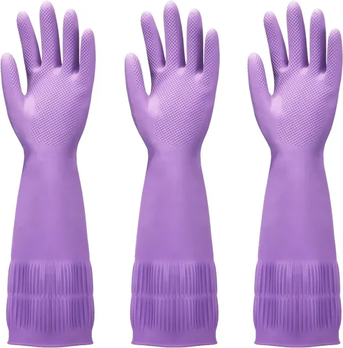 Miniatura 8 de FMP Brands 3/6/12/60 pares de guantes de goma extra largos de 15 pulgadas para lavar platos, antideslizantes para limpieza, cocina, baño, jardinería
