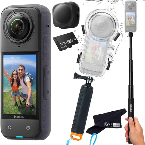 Insta360 Paquete de buceo X4: cámara de acción impermeable 360 con sensores de 1/2 pulgada de 48 MP, video HDR 8K 360, foto 360 de 72 MP | El