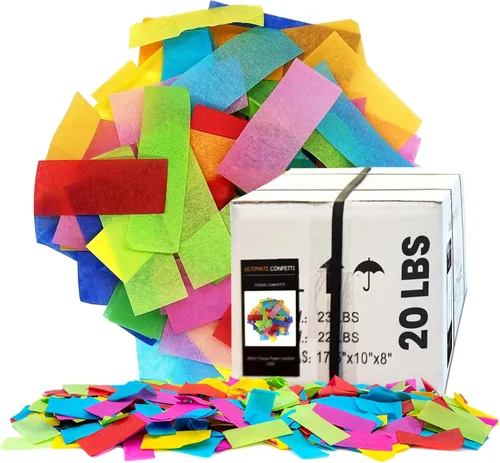 Miniatura 13 de Ultimate Confetti, Confeti Biodegradable Azul Bebé - Confeti de Papel de Seda Rectangular Revoloteante para Uso en Cañones y Lanzadores – Confeti