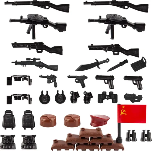 Miniatura 9 de Paquete de armas militares, 24 piezas de accesorios del Reino Unido, kits de juguetes, equipo del ejército, armas de la Segunda Guerra Mundial