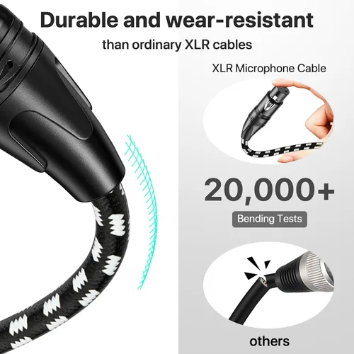 Miniatura 4 de EBXYA Paquete de 4 cables XLR de 6 pies, cable de micrófono XLR trenzado de alta calidad macho a hembra, 3 pines, cables de micrófono equilibrados