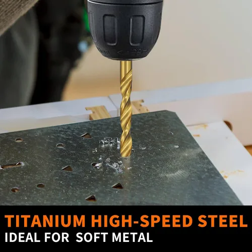 Miniatura 4 de ENERTWIST Juego de brocas con revestimiento de titanio, 99 brocas de acero HSS de alta velocidad para metal, madera, plástico, aleación de aluminio