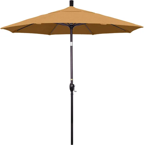 Miniatura 13 de California Umbrella Sombrilla redonda de aluminio de 7.5 pies, manivela elevadora, botón de inclinación, poste de bronce, Sunbrella Air Blue