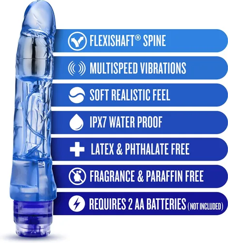 Miniatura 2 de Blush Naturally Yours Mambo Vibe - Consolador vibrador curvo de 9 pulgadas, realista, suave pero firme, juego de punto dulce vaginal, polla Azul
