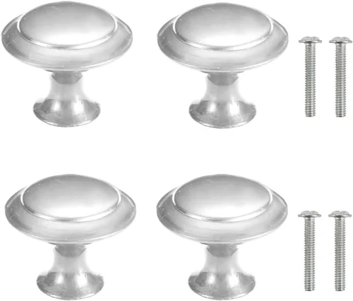 Miniatura 25 de 4 pomos de puerta de armario, pomo de puerta de cajón de armario para muebles de cocina, perilla de gabinete de acero inoxidable con tornillos, gris