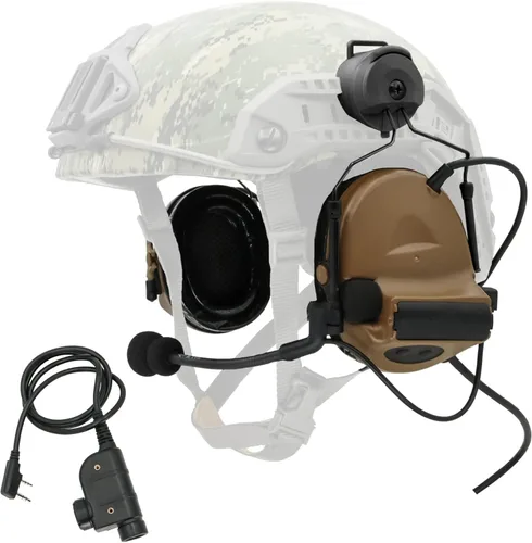 Miniatura 8 de COMTA 2 - Auriculares tácticos tipo casco con U94 PTT de 2 pines, auriculares con cancelación de ruido, para tiro de caza de airsoft Negro
